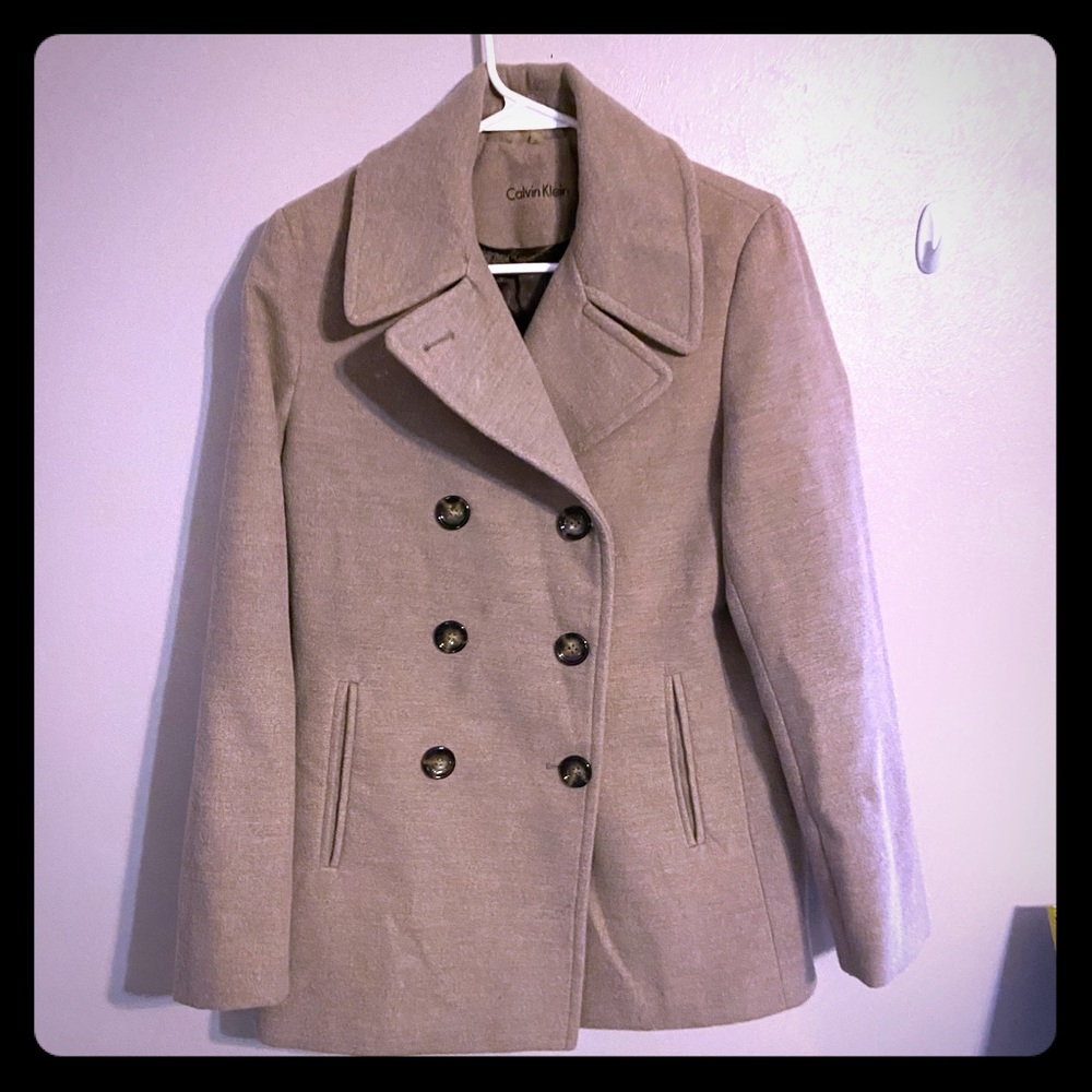 Calvin Klein Tan Pea Coat size 6